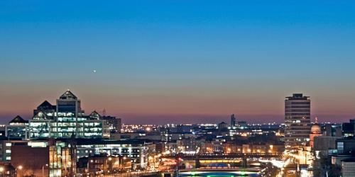 Dublin cityscape at night